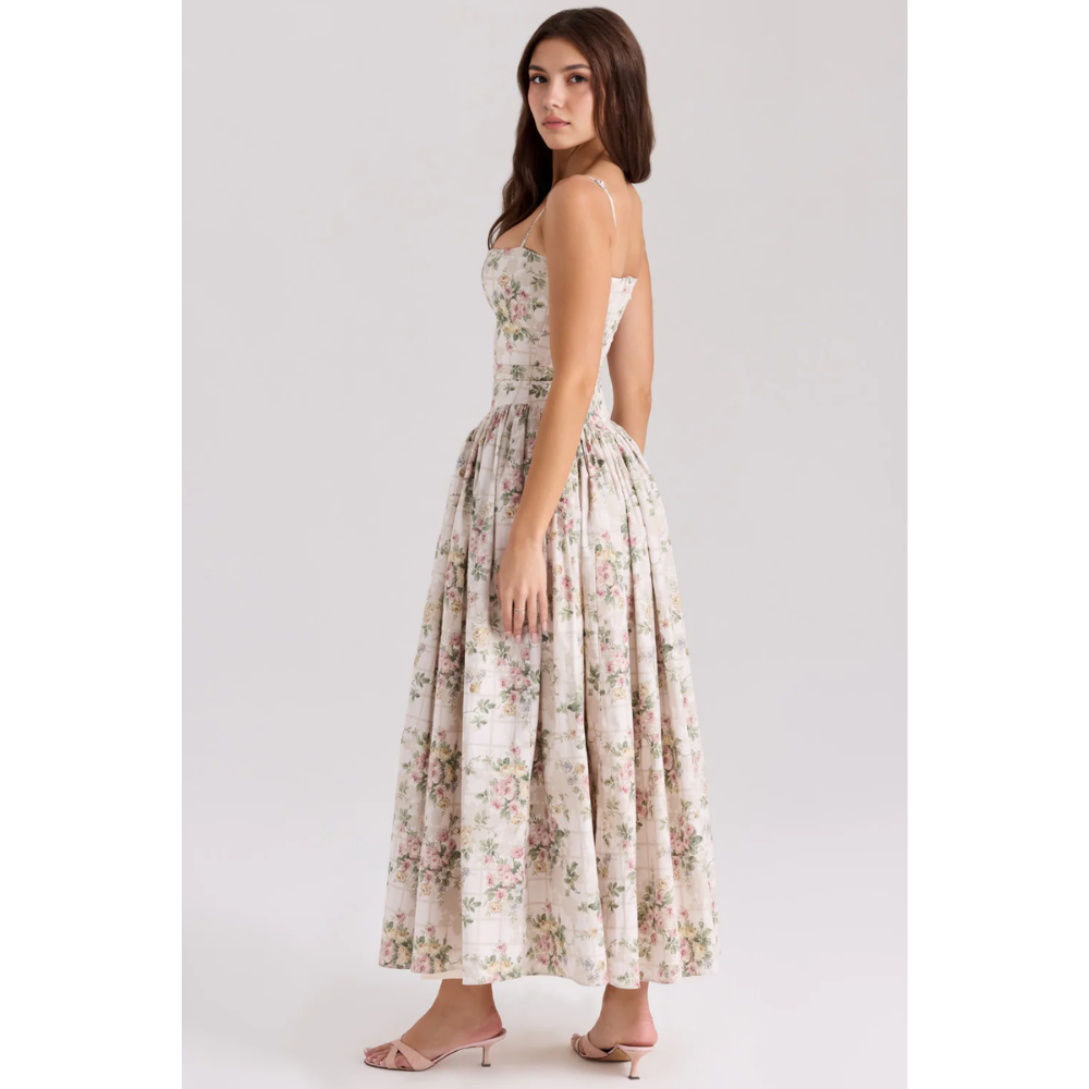 Zelda Printed Corset Midi Dress