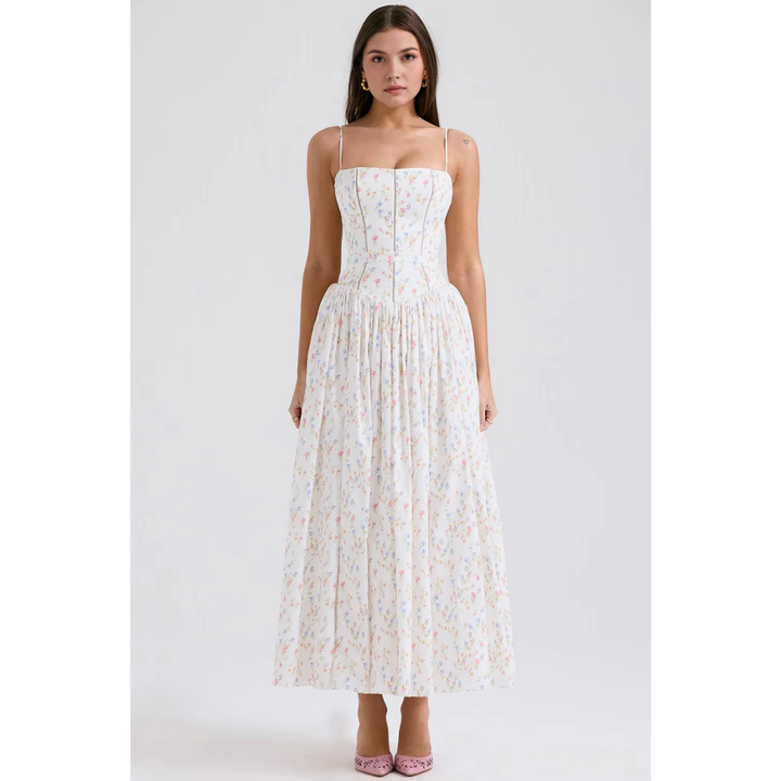 Zelda Printed Corset Midi Dress