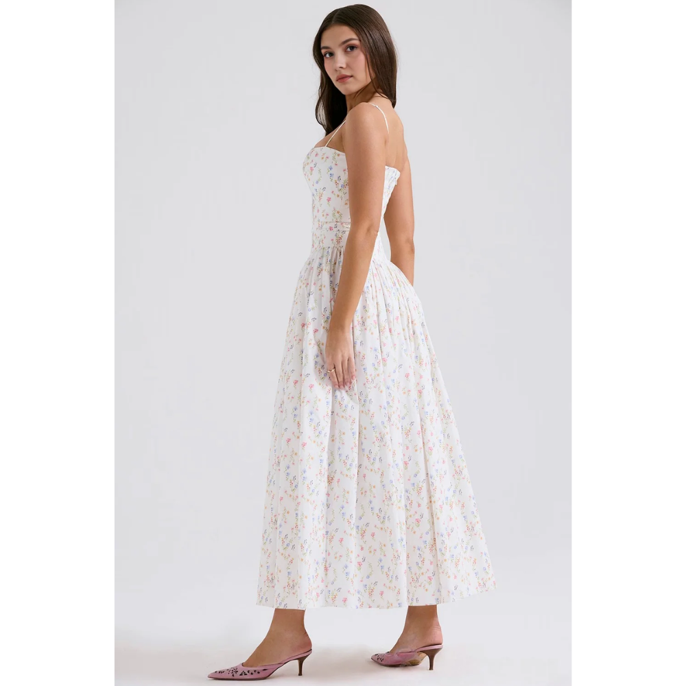 Zelda Printed Corset Midi Dress