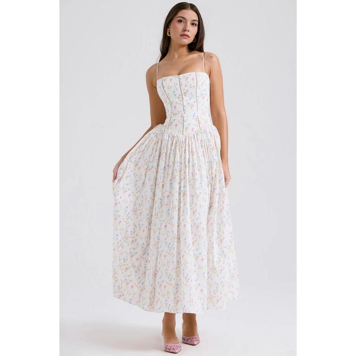 Zelda Printed Corset Midi Dress