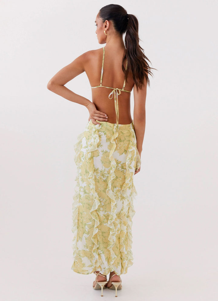 Sabrina Petal Appliqué Maxi Dress