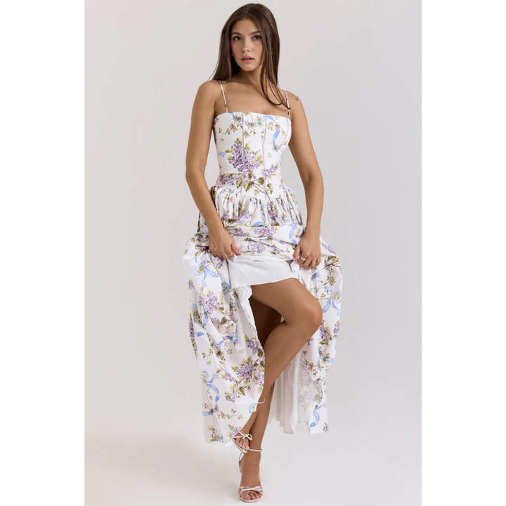 Zelda Printed Corset Midi Dress