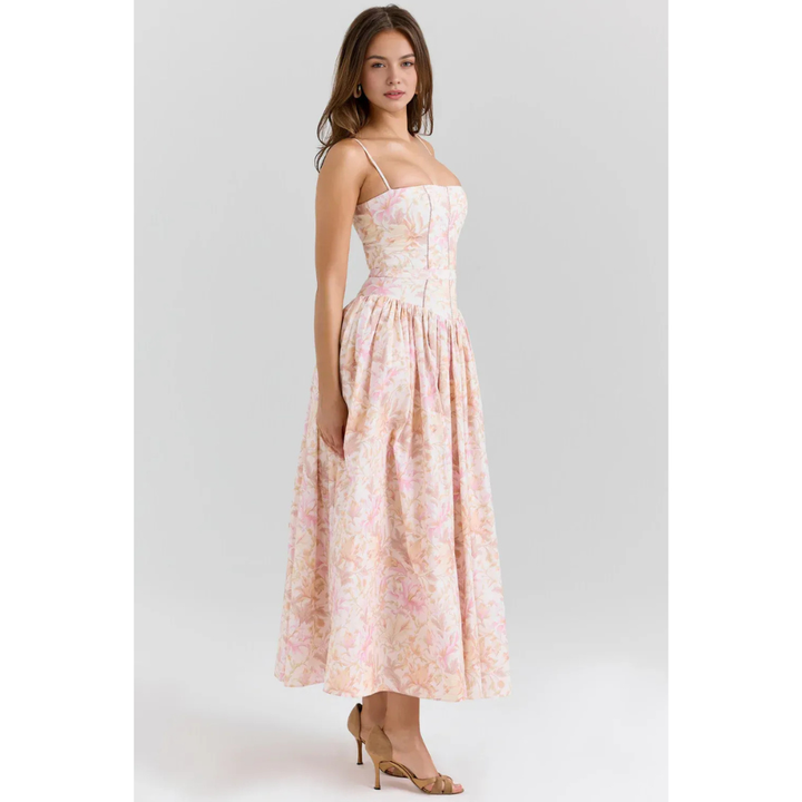 Zelda Printed Corset Midi Dress