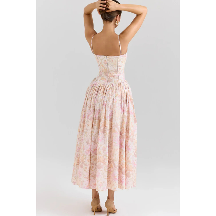 Zelda Printed Corset Midi Dress