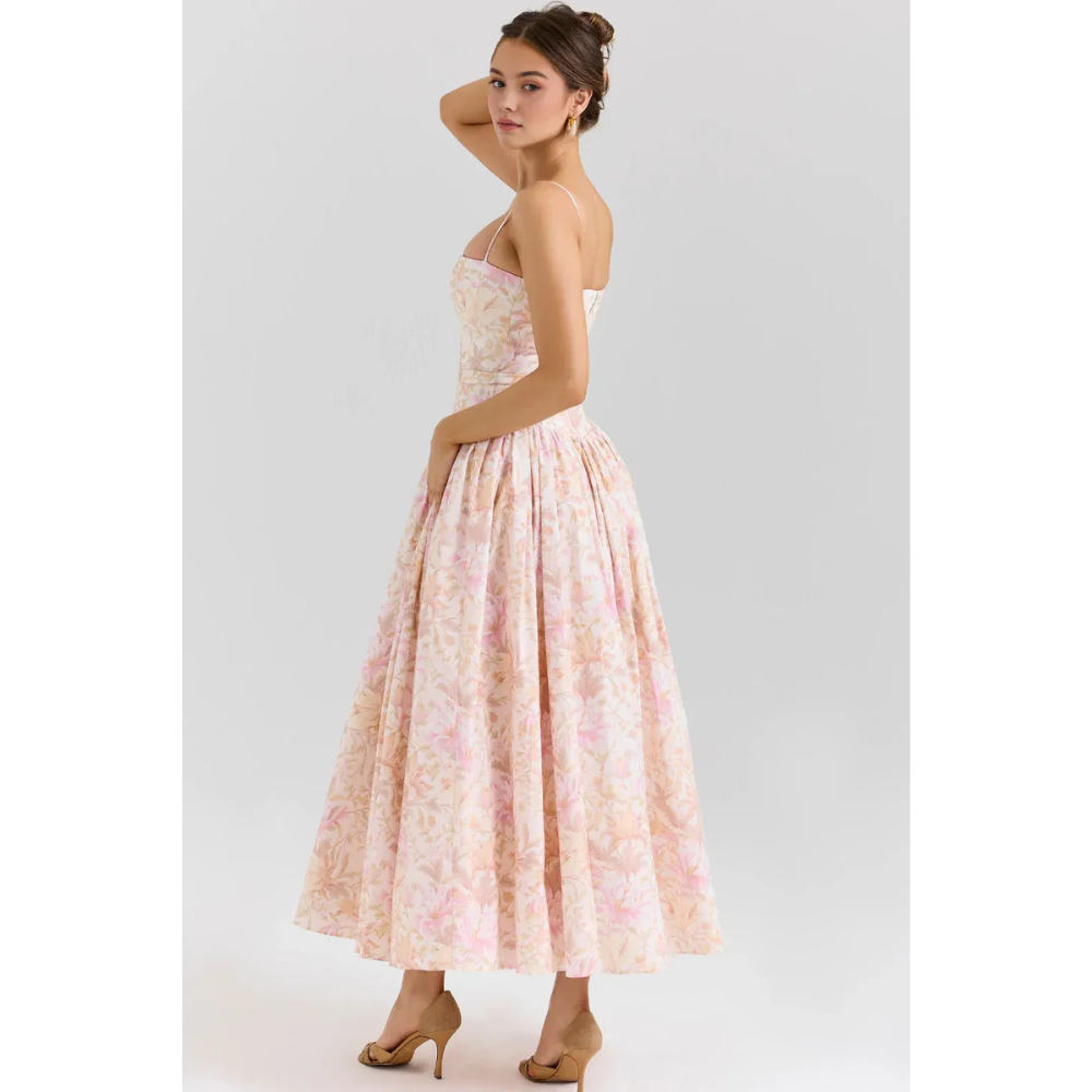 Zelda Printed Corset Midi Dress