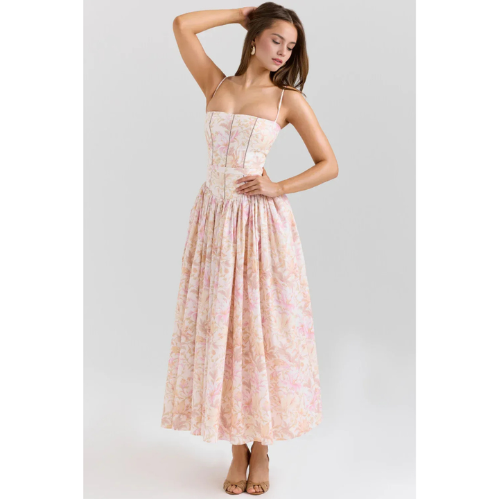 Zelda Printed Corset Midi Dress