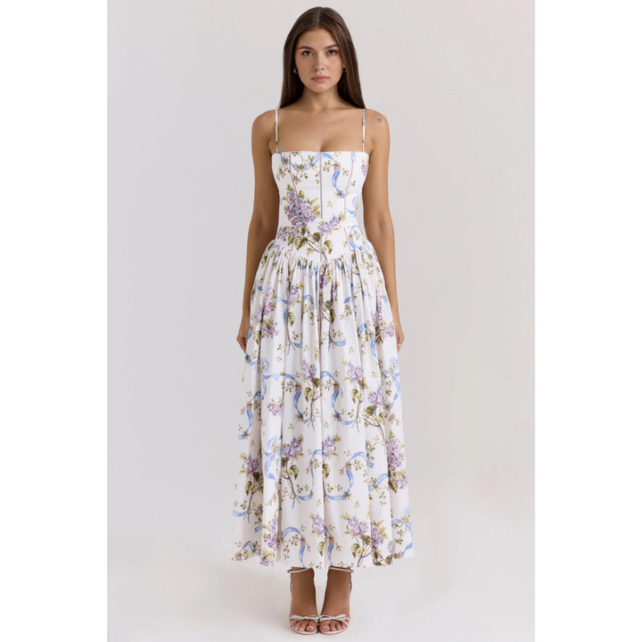 Zelda Printed Corset Midi Dress