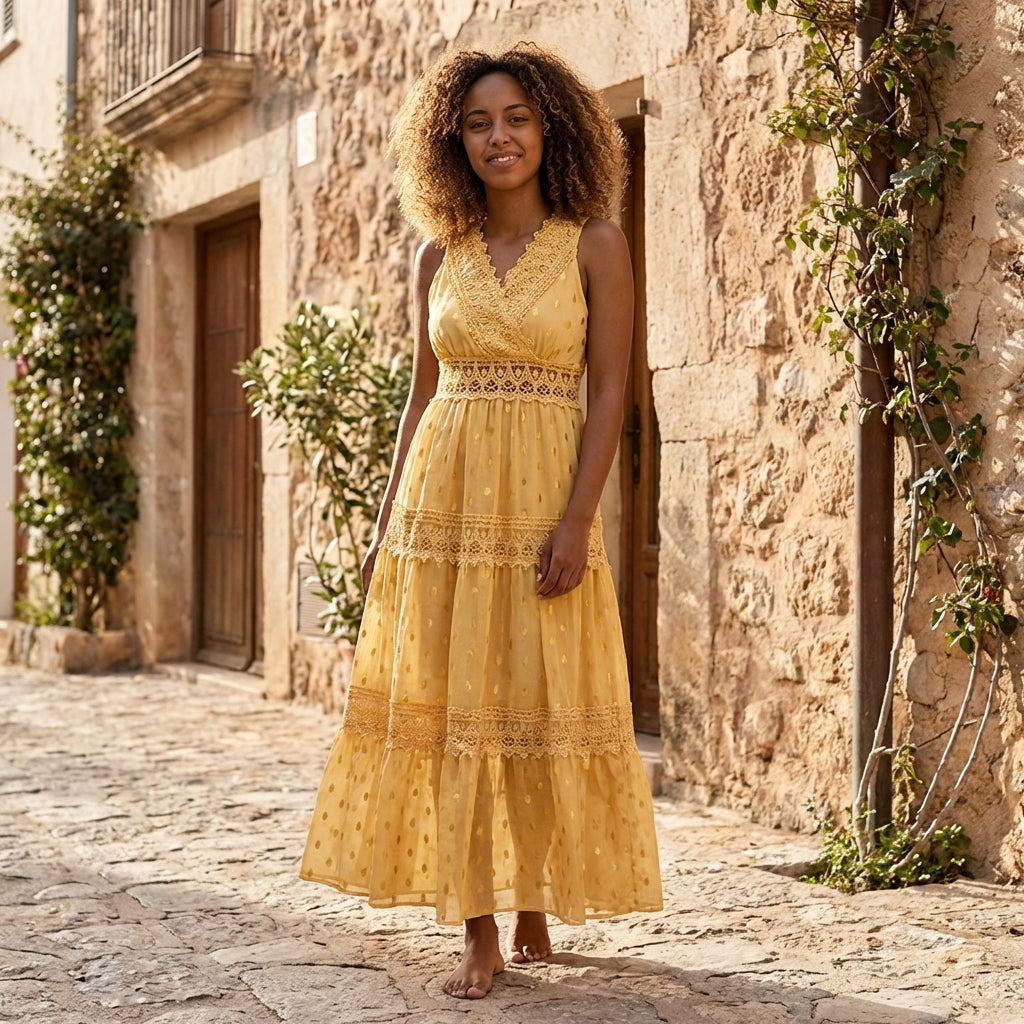 Malia Lace Trim Maxi Dress