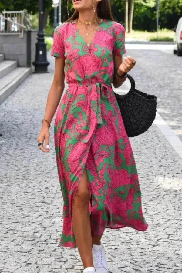 Nala Printed Wrap Maxi Dress