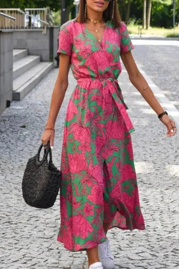 Nala Printed Wrap Maxi Dress