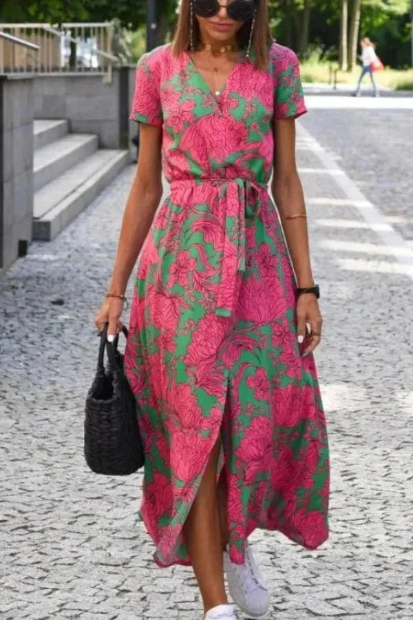 Nala Printed Wrap Maxi Dress