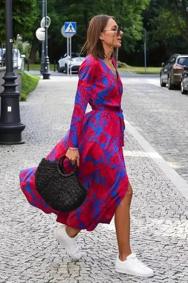 Nala Printed Wrap Maxi Dress