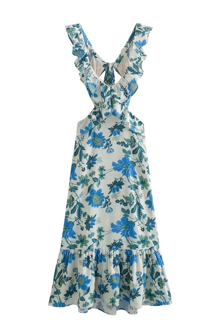 Azelia Floral Ruffle Midi Dress