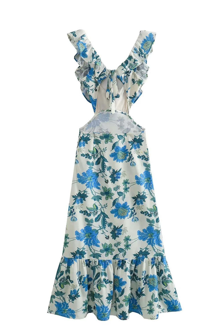 Azelia Floral Ruffle Midi Dress
