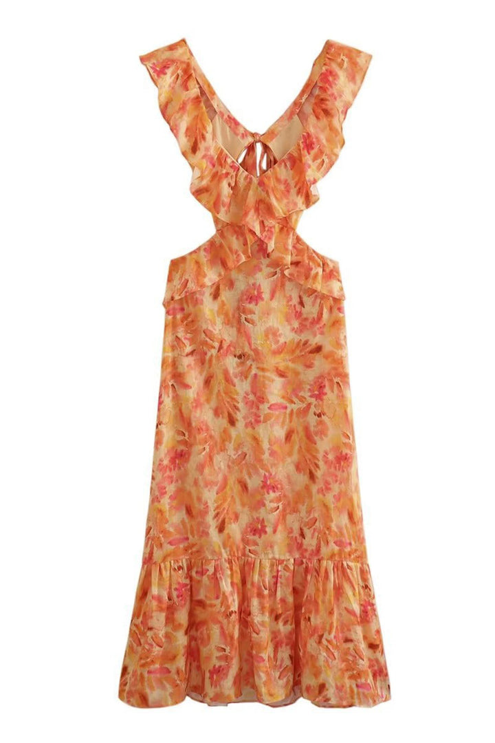 Azelia Floral Ruffle Midi Dress
