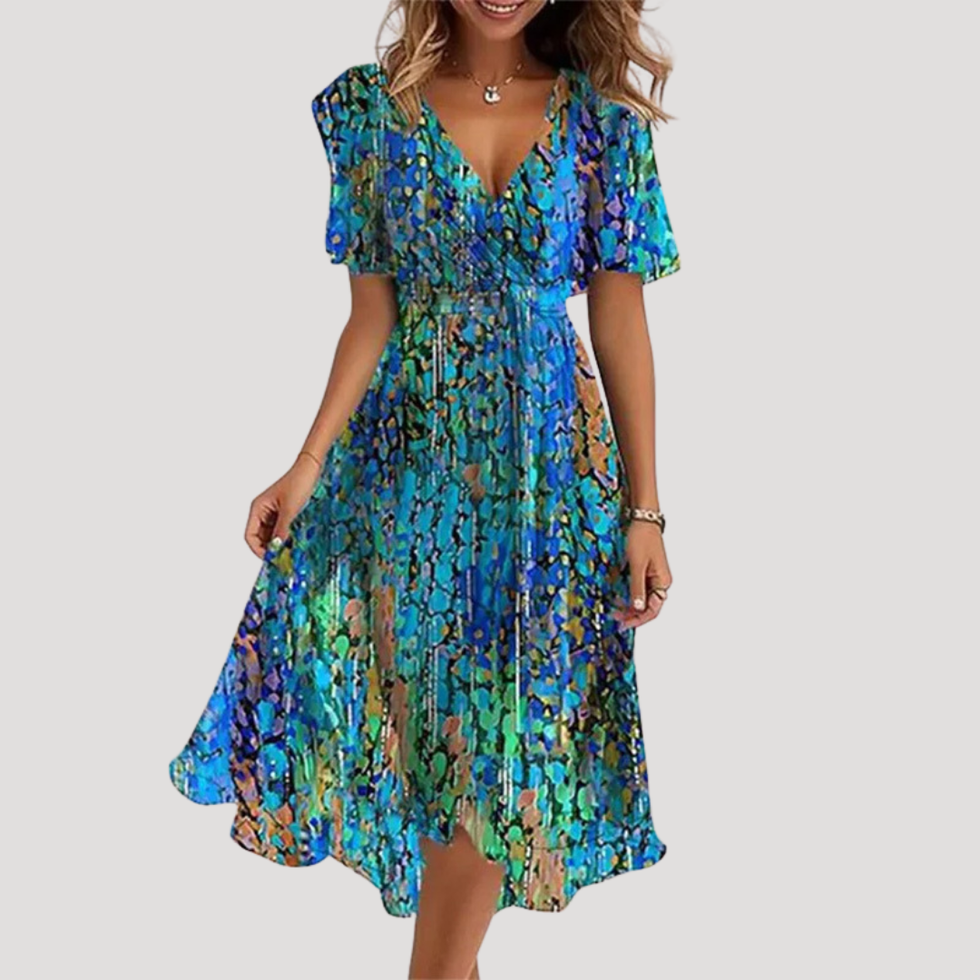 Catalina Printed Wrap Midi Dress