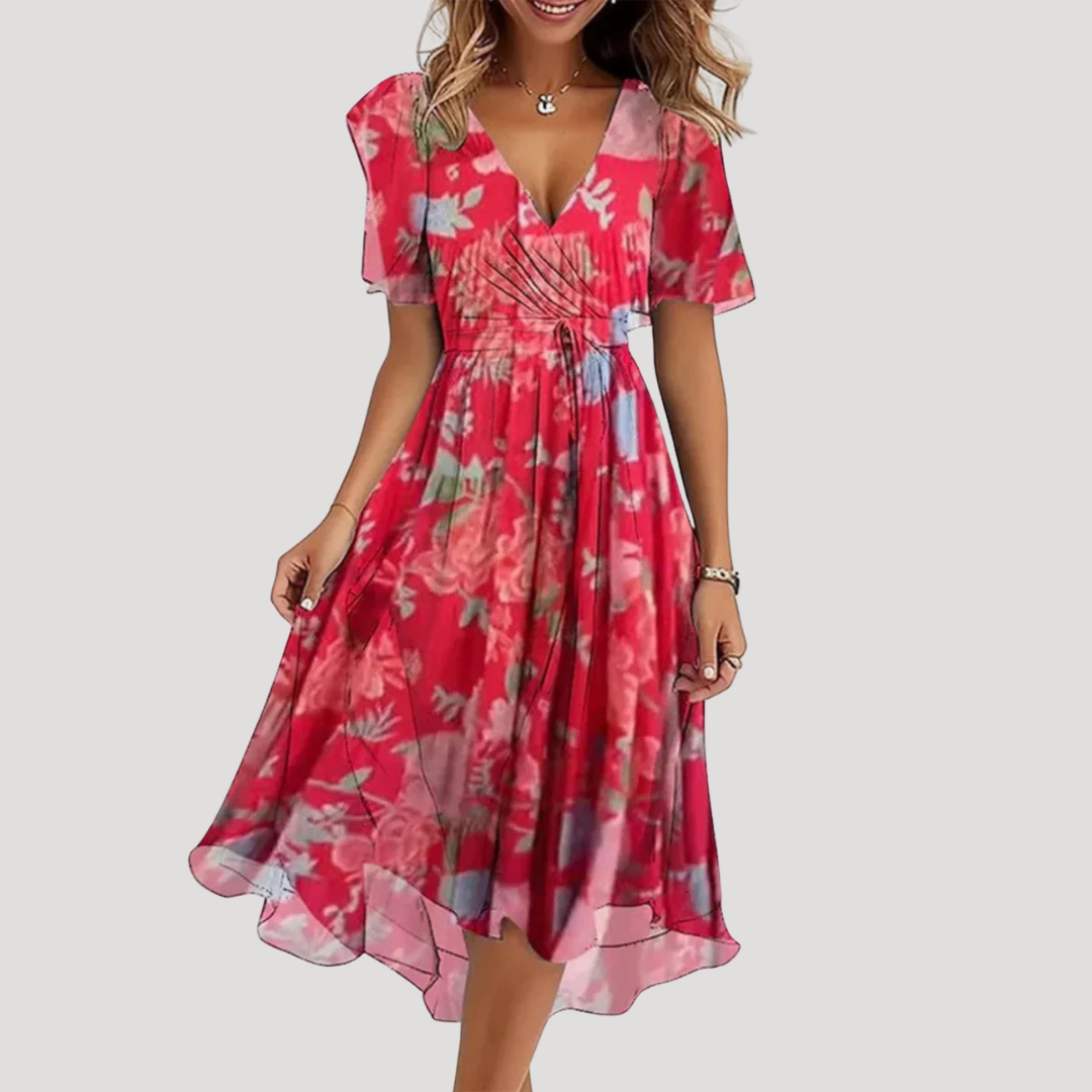 Catalina Printed Wrap Midi Dress