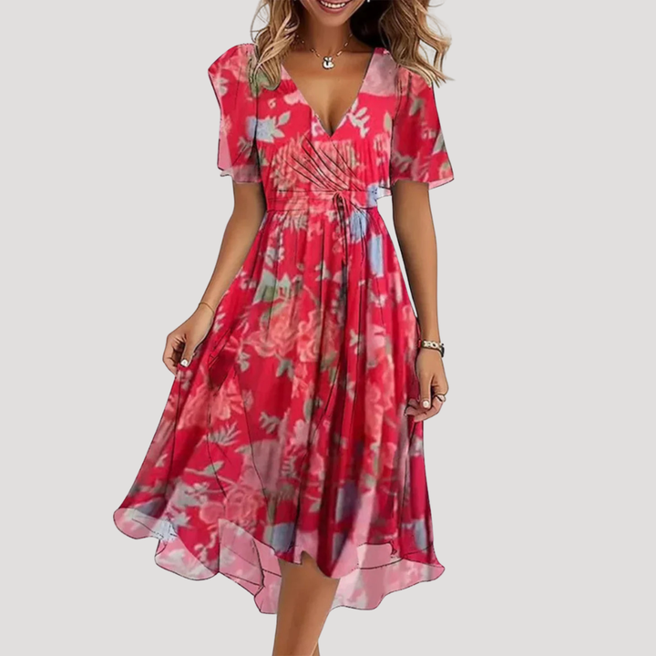 Catalina Printed Wrap Midi Dress