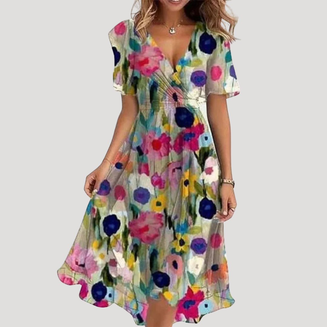 Catalina Printed Wrap Midi Dress