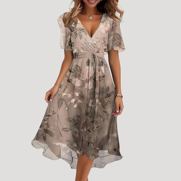 Catalina Printed Wrap Midi Dress