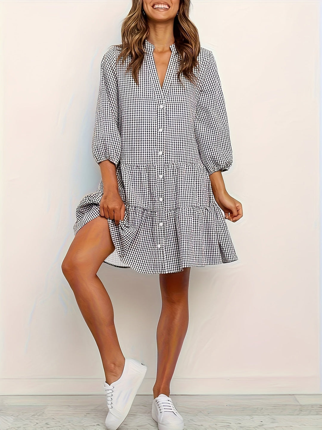 Lorelai Gingham Tiered Mini Dress