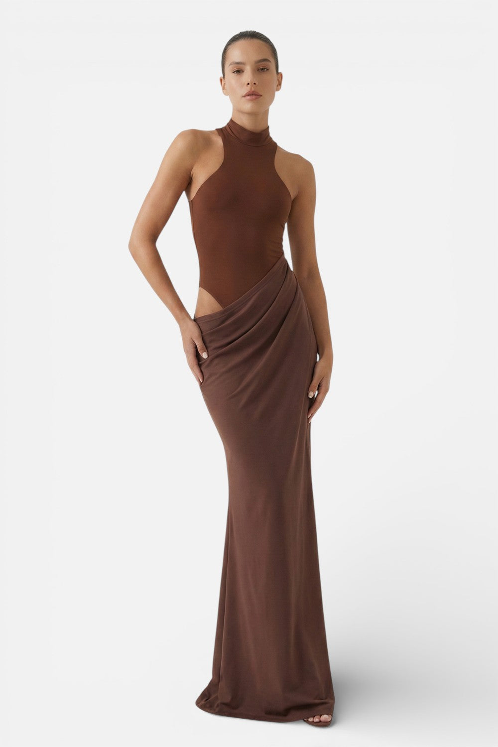 Veloura Draped Cutout Maxi Dress