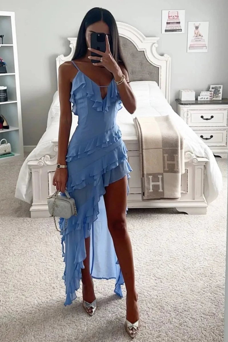 Seraphielle Ruffle Slit Maxi Dress