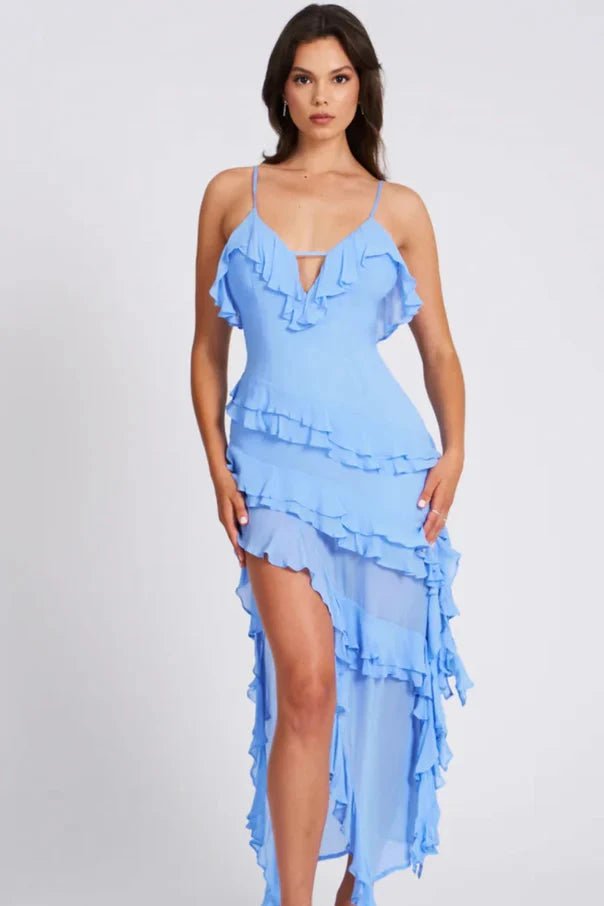 Seraphielle Ruffle Slit Maxi Dress
