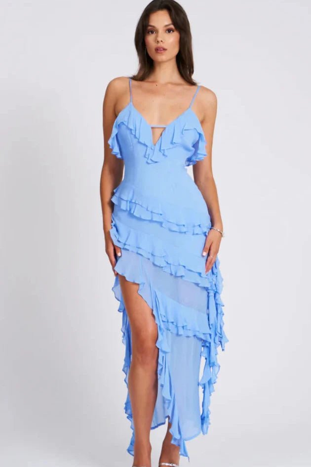 Seraphielle Ruffle Slit Maxi Dress