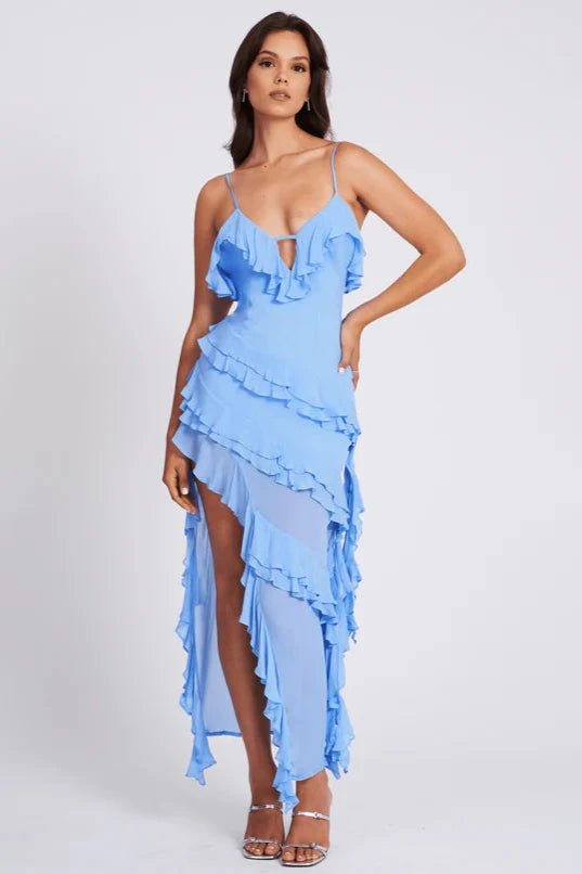 Seraphielle Ruffle Slit Maxi Dress