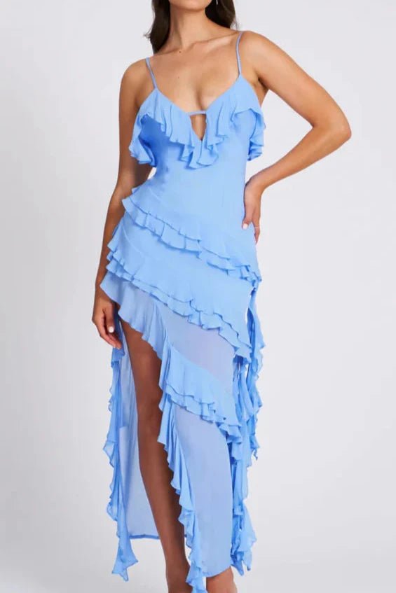 Seraphielle Ruffle Slit Maxi Dress
