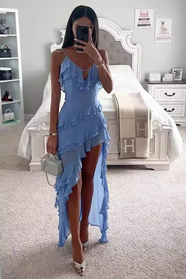 Seraphielle Ruffle Slit Maxi Dress