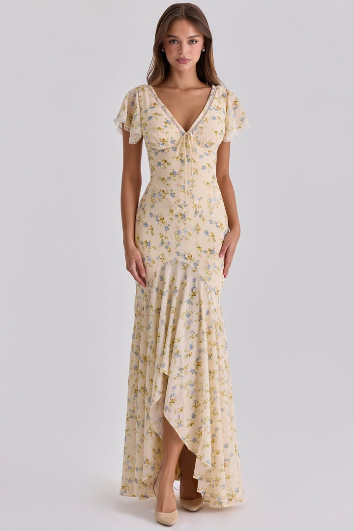 Aurelle Floral Ruffle Maxi Dress