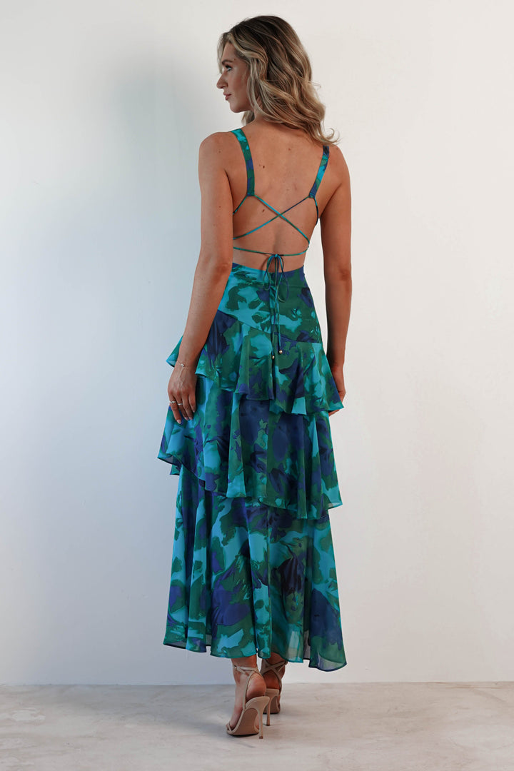 Rosavine Tiered Halter Maxi Dress