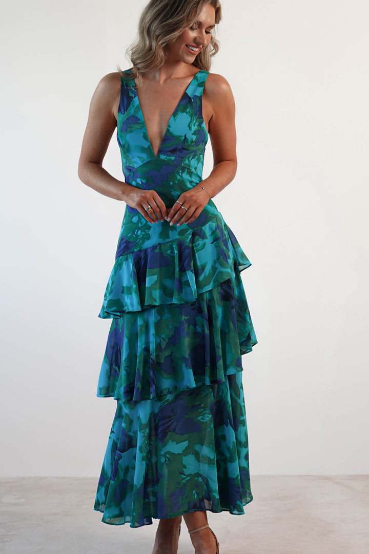 Rosavine Tiered Halter Maxi Dress