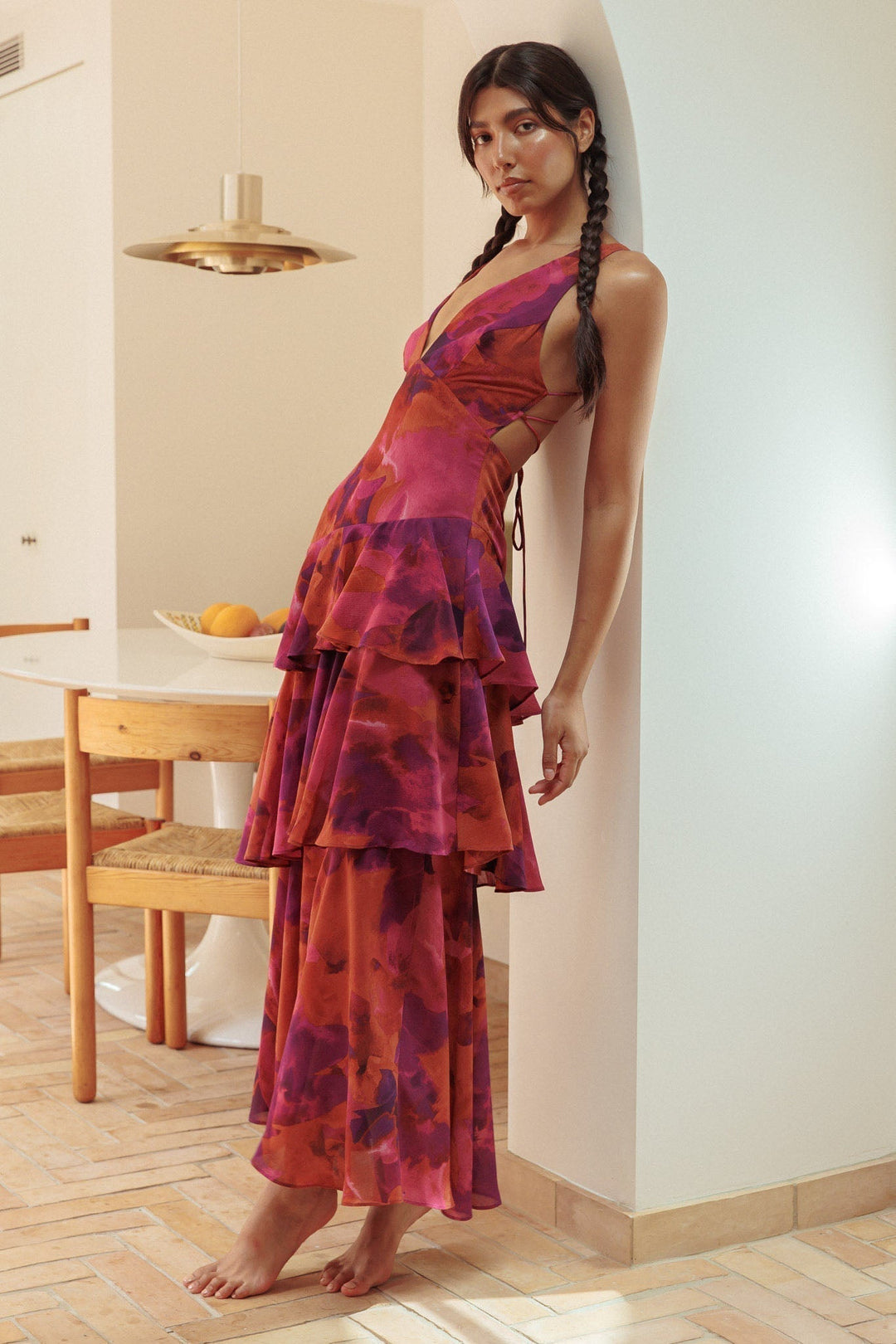 Rosavine Tiered Halter Maxi Dress
