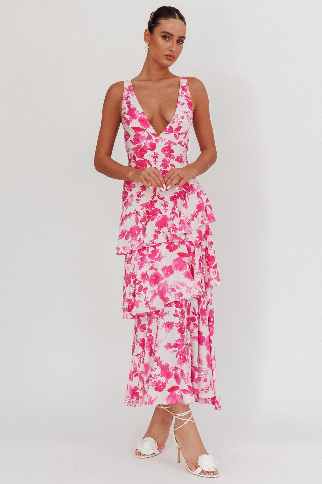 Rosavine Tiered Halter Maxi Dress
