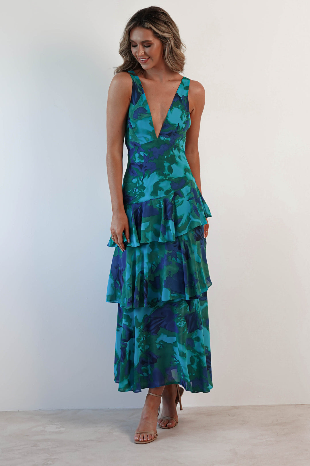 Rosavine Tiered Halter Maxi Dress