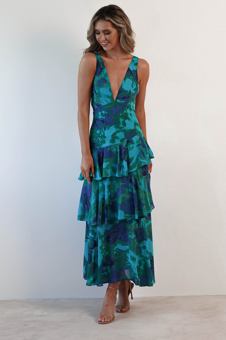 Rosavine Tiered Halter Maxi Dress