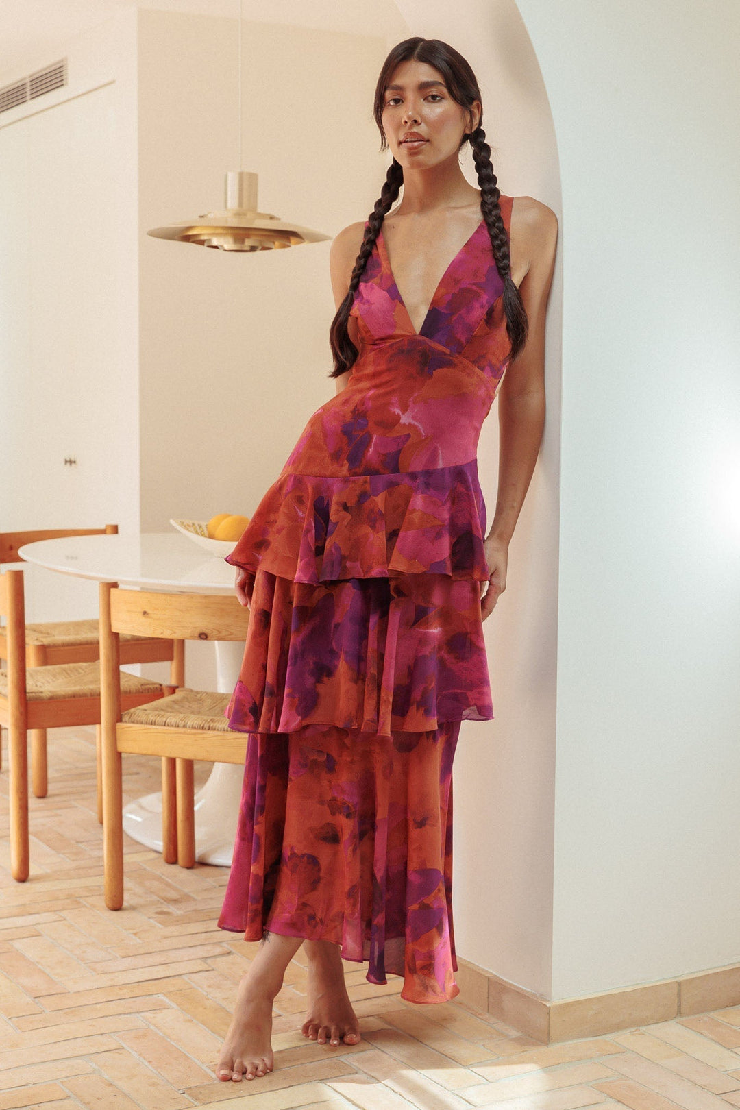 Rosavine Tiered Halter Maxi Dress