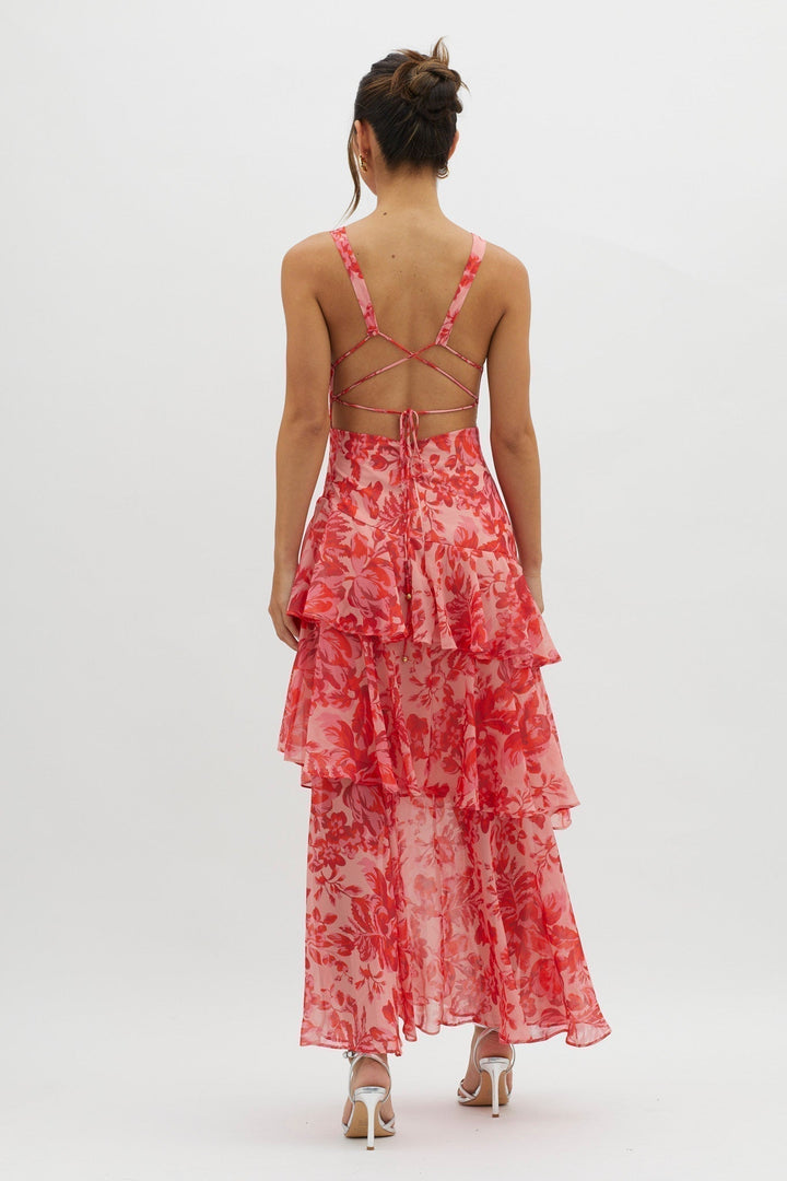 Rosavine Tiered Halter Maxi Dress