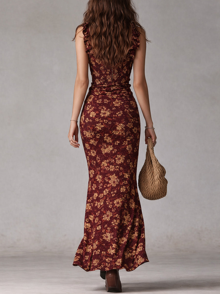 Selestine Floral Ruffle Maxi Dress