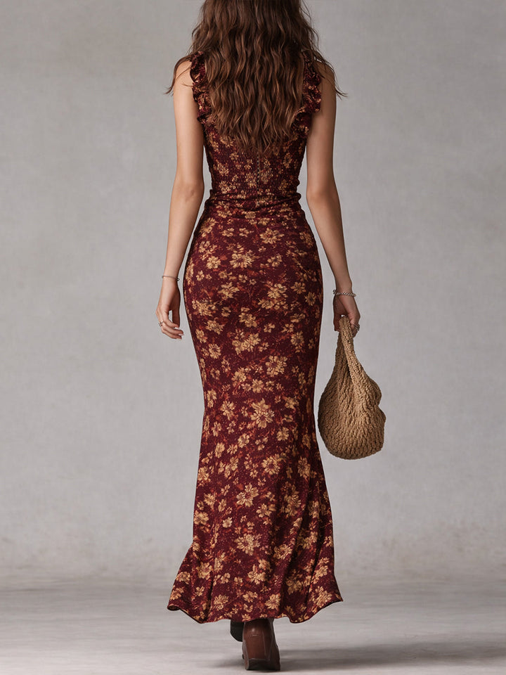 Selestine Floral Ruffle Maxi Dress