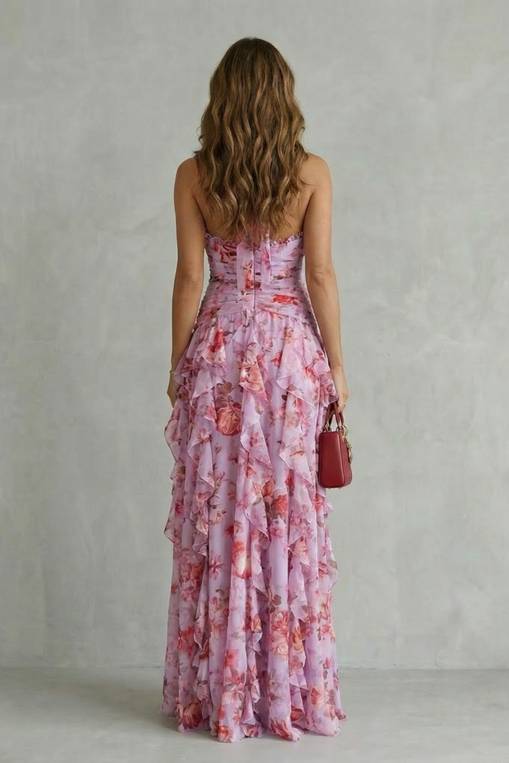 Kenzie Draped Ruffle Maxi Dress