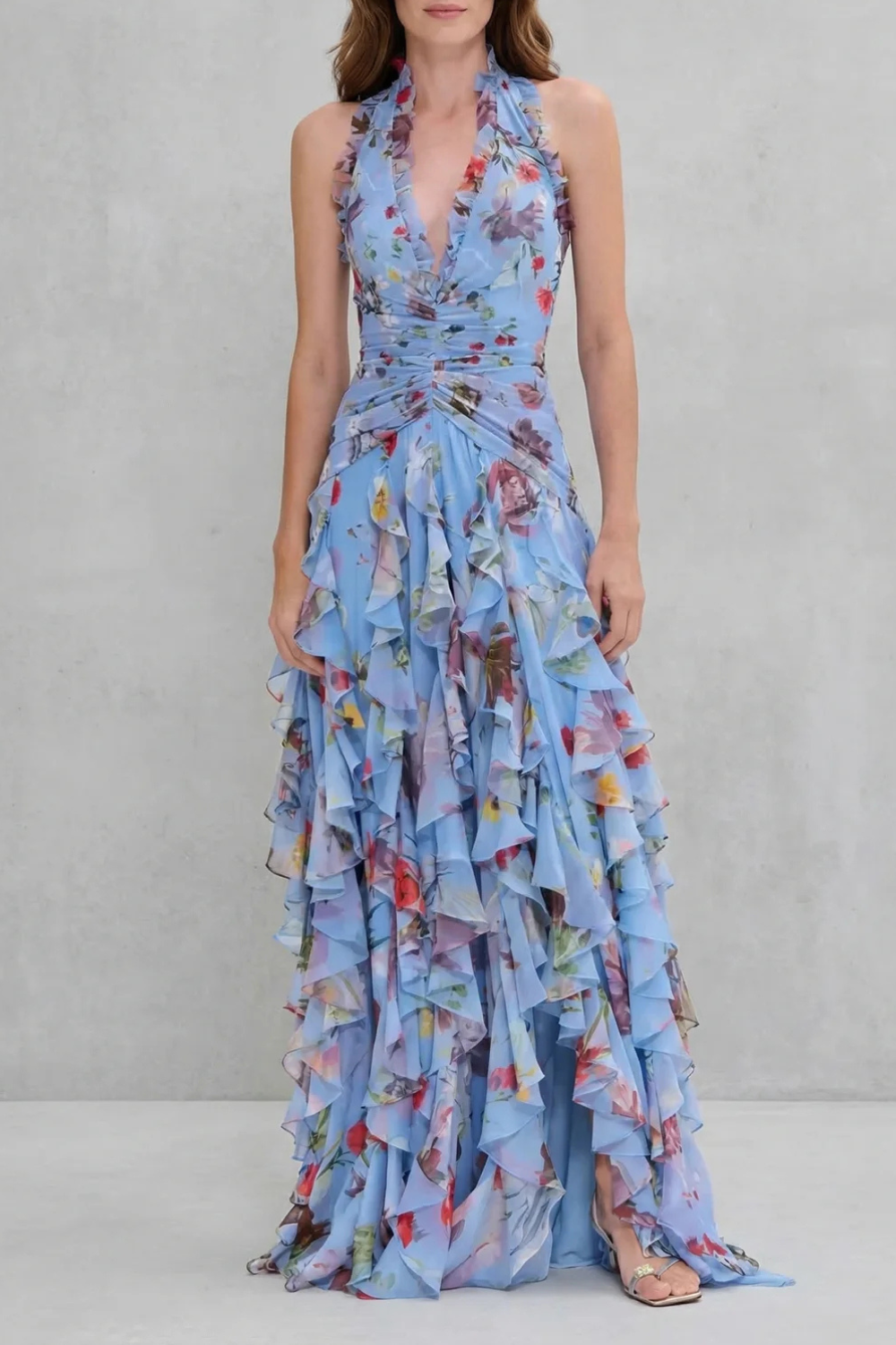 Kenzie Draped Ruffle Maxi Dress