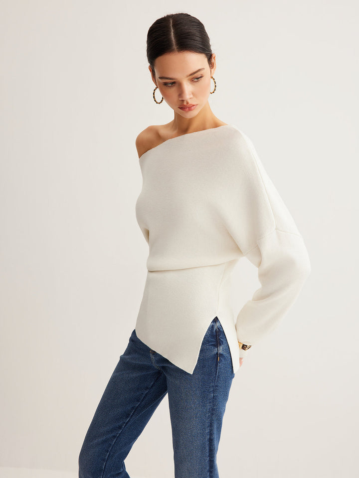 Sanica Asymmetrical Off-Shoulder Sweater