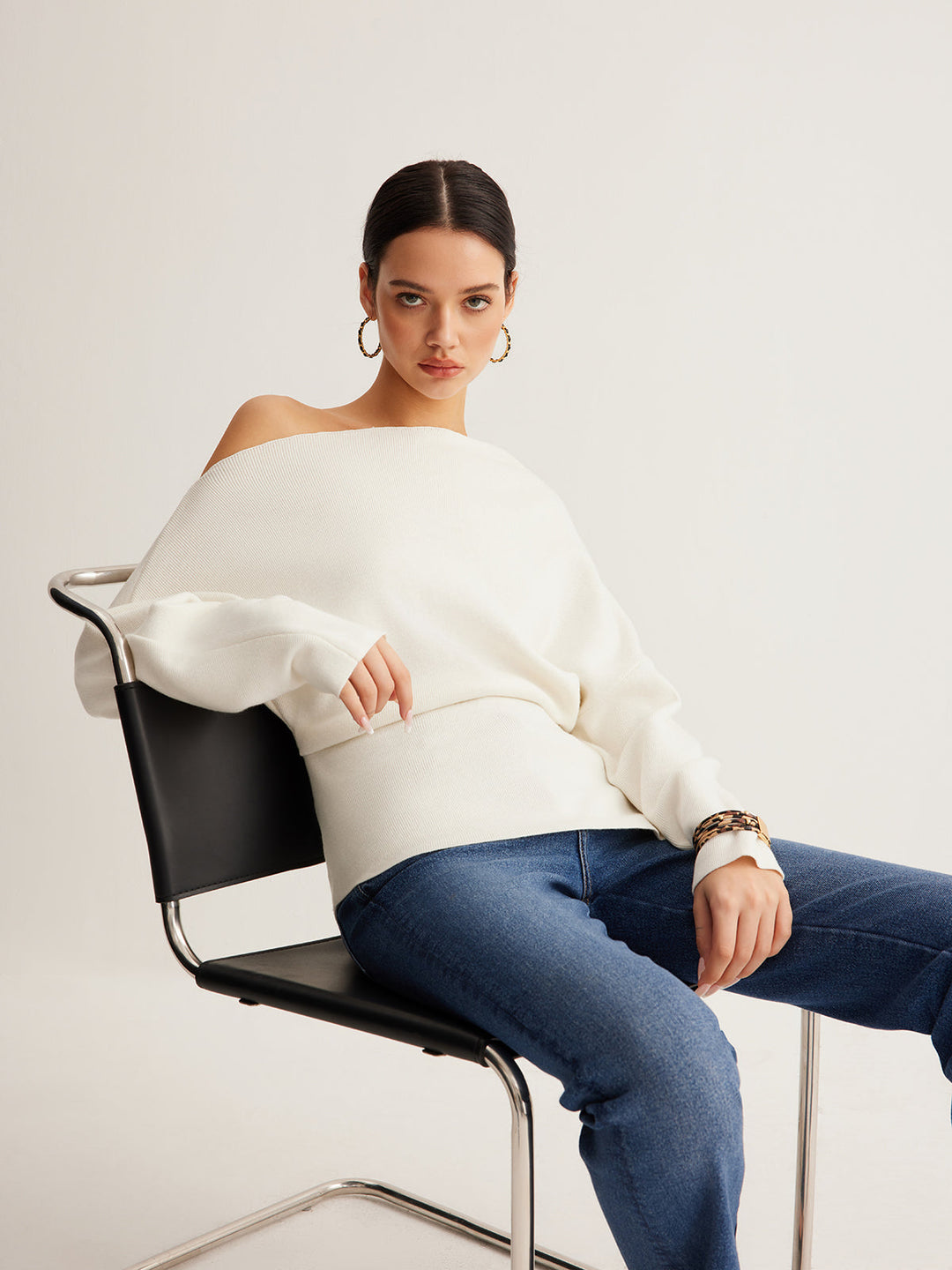 Sanica Asymmetrical Off-Shoulder Sweater