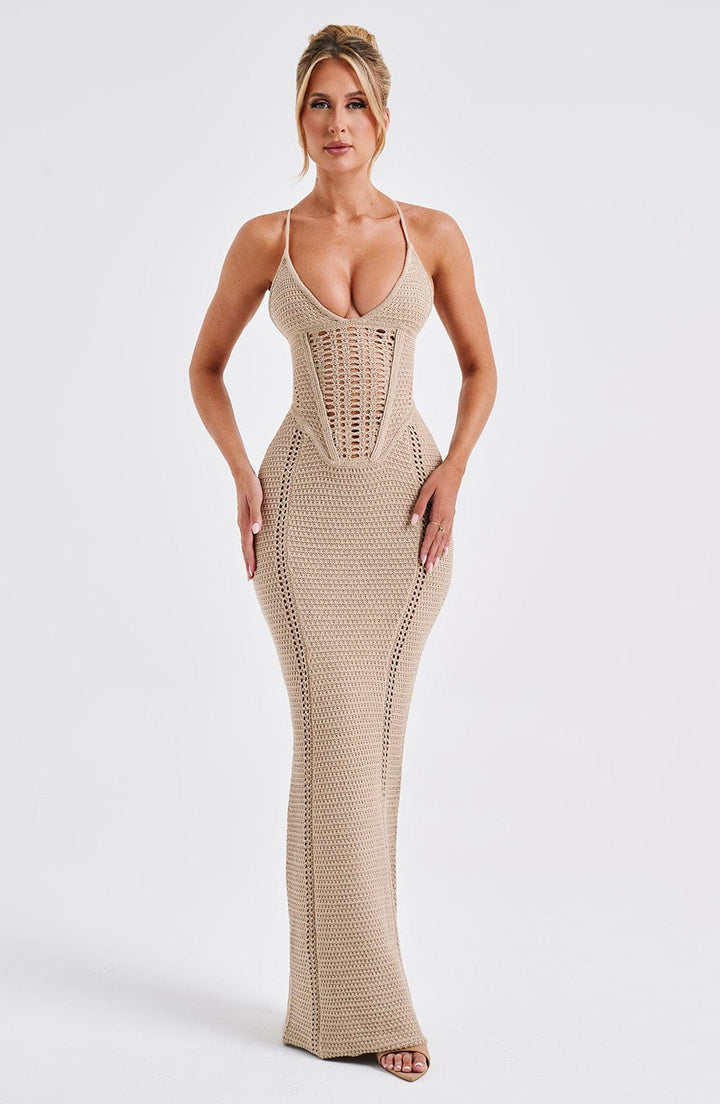 Sandra Lace Up Knit Maxi Dress