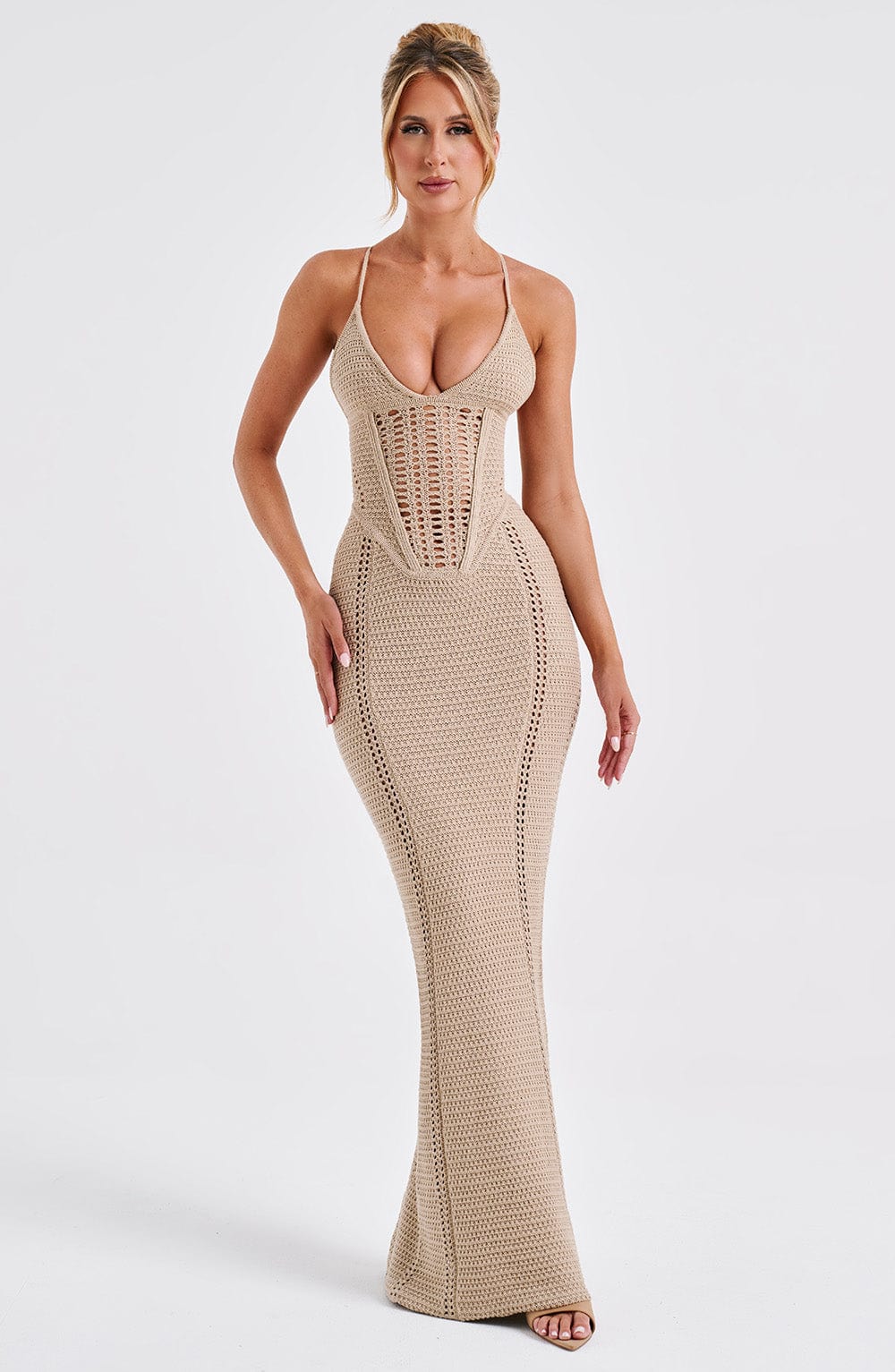 Sandra Lace Up Knit Maxi Dress