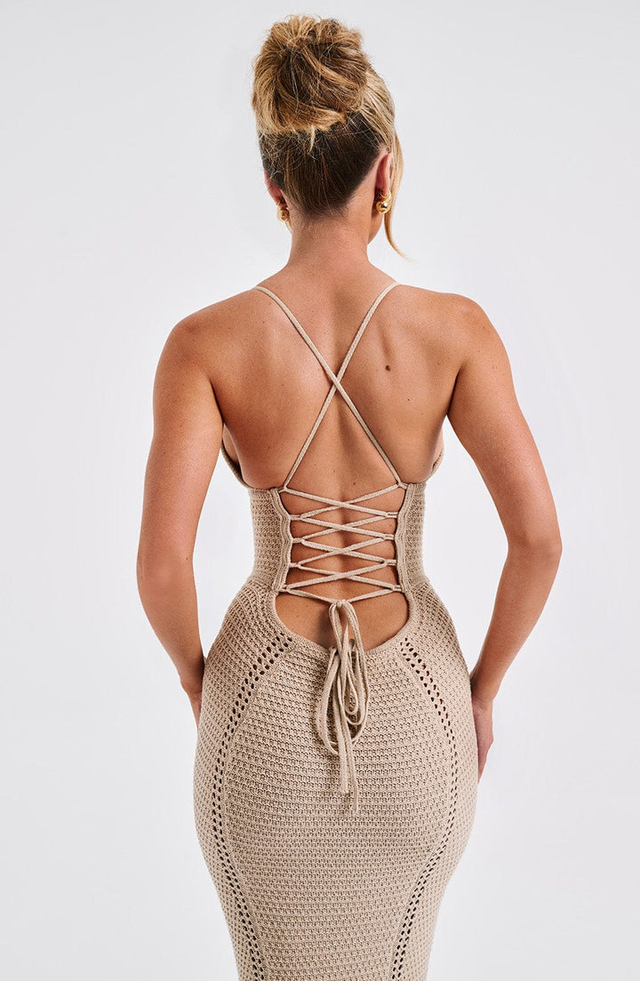 Sandra Lace Up Knit Maxi Dress